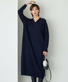 洗える】クロスコンビ シャツドッキング ニットワンピース （ミニ丈