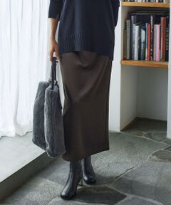 ICB / アイシービー ミニ・ひざ丈スカート | 【洗える】 ヴィンテージサテン ナロースカート