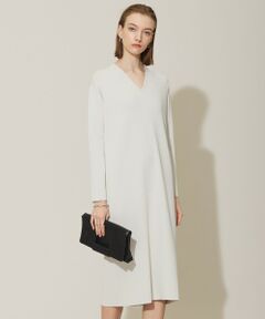 ICB / アイシービー ミニ丈・ひざ丈ワンピース | 【洗える】 シンセティックフルニードル Vネックワンピース