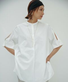 ICB / アイシービー シャツ・ブラウス | 【洗える】ヴィンテージスパンブロード バンドカラーシャツ