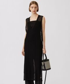 セール！ ICB 黒レースワンピース　40サイズ セール】【洗える】ナイロンラッセルレース シャツワンピース