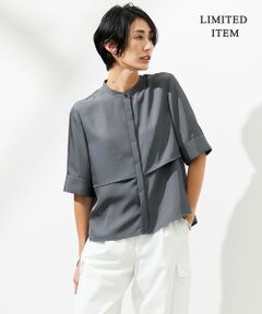 【WEB限定・洗える】 シルキーツイル クロップドシャツ