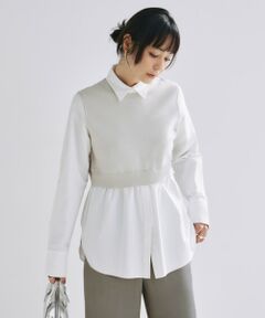 ICB / アイシービー ニット・セーター | 【2WAY・洗える】シャツクロスコンビニットプルオーバー