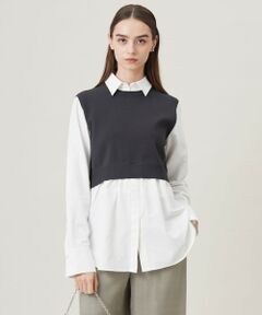 ICB / アイシービー ニット・セーター | 【2WAY・洗える】シャツクロスコンビニットプルオーバー