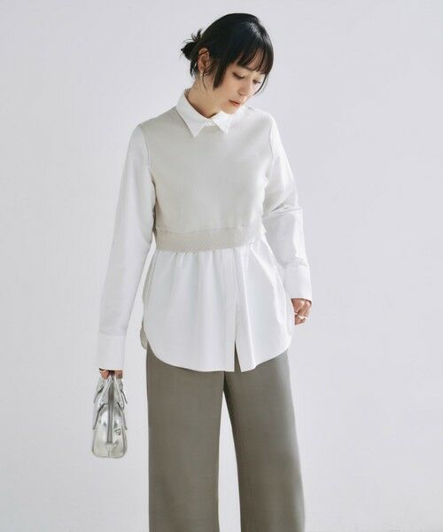 ICB / アイシービー ニット・セーター | 【2WAY・洗える】シャツクロスコンビニットプルオーバー | 詳細1