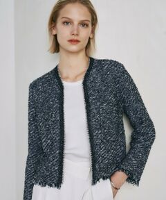 ICB / アイシービー カーディガン・ボレロ | 【ドラマ「続・続・最後から二番目の恋」着用】 デニムライクツィード ニットジャケット