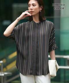 ICB / アイシービー シャツ・ブラウス | 【人気のため新色追加・接触冷感・UVケア・速乾・洗える】BackSatinAmunzen 5分袖バンドカラーブラウス