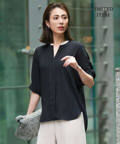 ICB / アイシービー シャツ・ブラウス | 【人気のため新色追加・WEB限定・接触冷感・UVケア・速乾・洗える】BackSatinAmunzen 5分袖キーネックブラウス