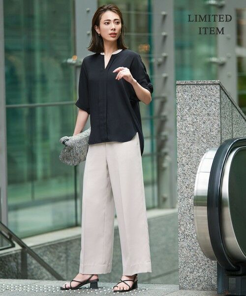 ICB / アイシービー シャツ・ブラウス | 【人気のため新色追加・WEB限定・接触冷感・UVケア・速乾・洗える】BackSatinAmunzen 5分袖キーネックブラウス | 詳細28