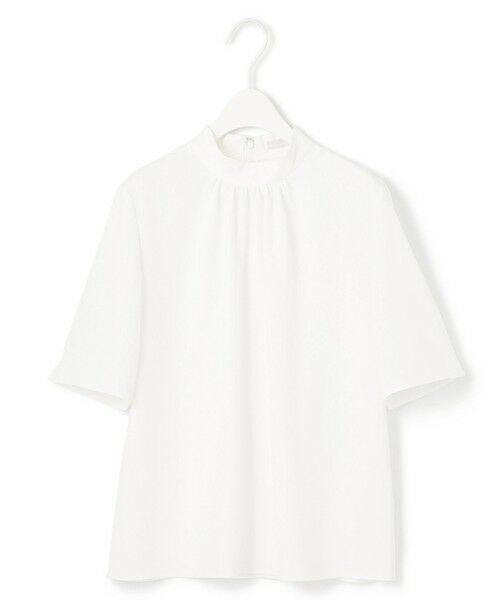 セール】 【洗える】ストレッチジョーゼット ハイネックブラウス