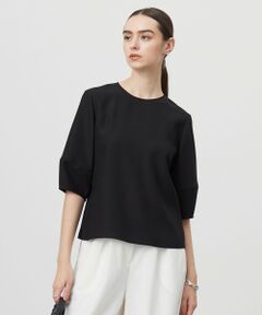 【UVケア・接触冷感・速乾・防シワ・洗える】 FluidBackSatin ランタンスリーブブラウス