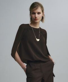 ICB - 美品■ICB アイシービー■接触冷感 洗える ドレープシフォン ブラウス M 黒 セール】 【接触冷感・UVケア・吸水速乾・防シワ・洗える