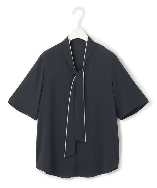 ICB / アイシービー シャツ・ブラウス | 【人気のため新色追加・接触冷感・UVケア・洗える】BackSatinAmunzen 5分袖配色ボウタイブラウス | 詳細20