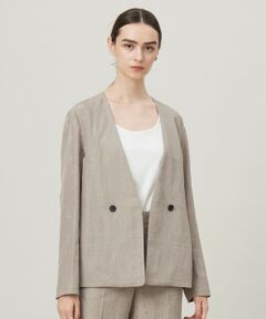 ICB / アイシービー ノーカラージャケット | 【日本製・洗える】ペイズリーレノクロス ノーカラージャケット