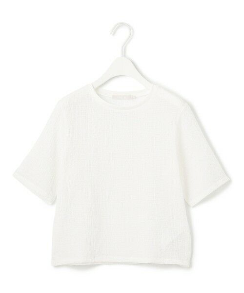 セール】 【洗える】 シャイニーサッカー クロップドトップス
