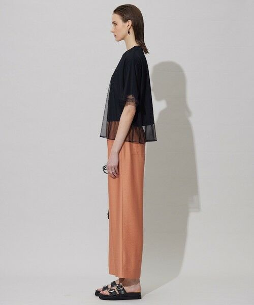 icb 今季【接触冷感・UVケア・速乾・洗える】 チュールレイヤード カットソー 25SS 今期 極美品 iCB チュールレイヤード カットソー UVケア 速