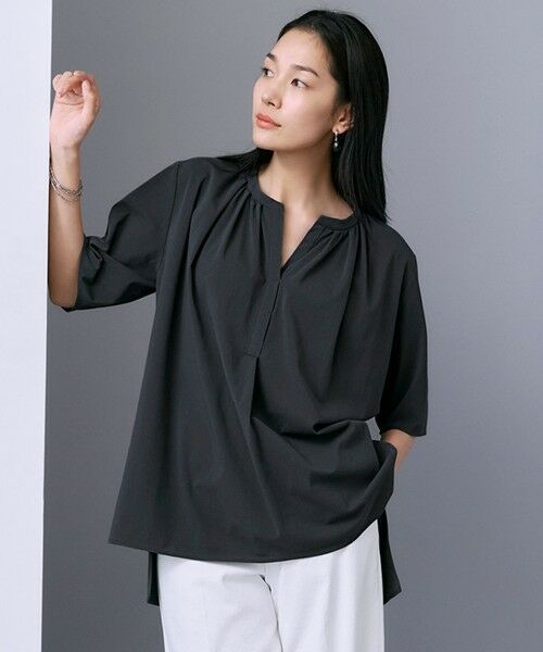 ICB / アイシービー カットソー | 【洗える】 サラドラトリコット カットソー(チャコール系)