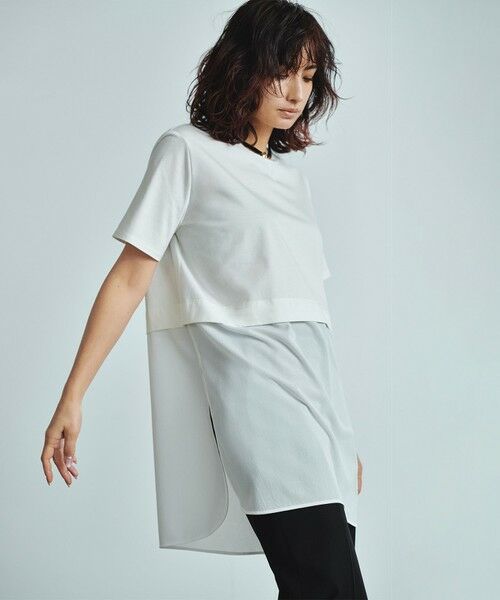 ICB/アイシービー 【人気のため新色追加・UVケア・洗える】シアージャージーコンビ カットソー オフホワイト系 M ICB/アイシービー 【人気のため新色追加・UVケア・洗える】シアージャージーコンビ カットソー オフホワイト系 M