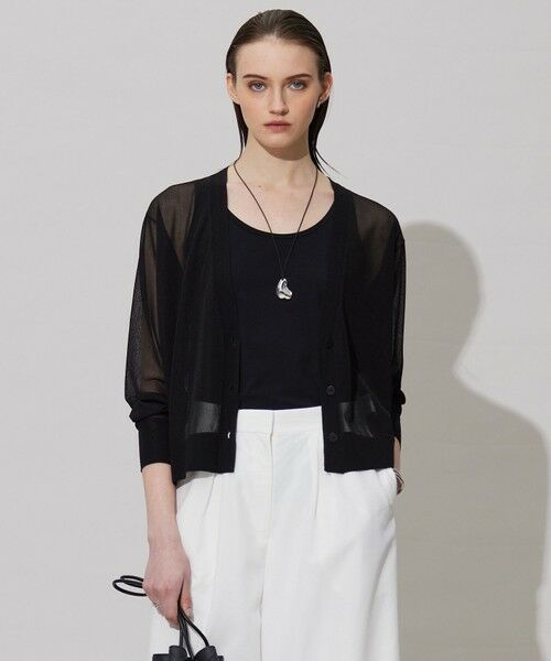 ICB / アイシービー カーディガン・ボレロ | 【洗える】ドライシアーカーディガン(ブラック系)