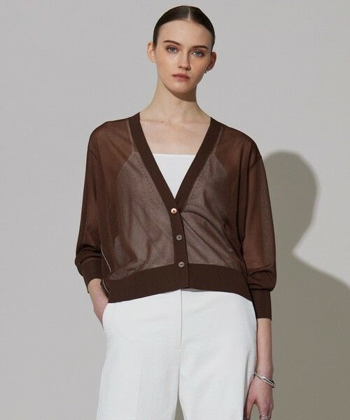 ICB / アイシービー カーディガン・ボレロ | 【洗える】ドライシアーカーディガン(チョコレートブラウン系)