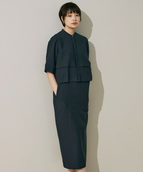 ICB / アイシービー ロング・マキシ丈ワンピース | 【接触冷感・洗える】 ワッシャーツイル ワンピース(ブラック系)