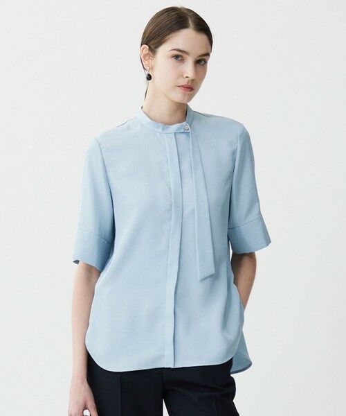 ICB / アイシービー シャツ・ブラウス | 【接触冷感・速乾・洗える】シルキーツイル デザインブラウス(スカイブルー系)