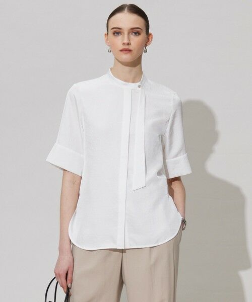 ICB/アイシービー 【接触冷感・速乾・洗える】シルキーツイル デザインブラウス オフホワイト系 6 ICB/アイシービー 【接触冷感・速乾・洗える】シルキーツイル デザインブラウス オフホワイト系 6