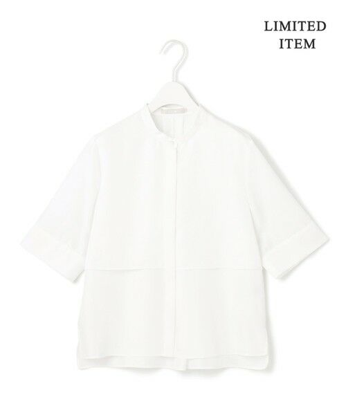 icb アイシービー ツイル クロップド シャツ トップス アイボリー 綺麗め WEB限定・洗える】 シルキーツイル クロップドシャツ（シャツ