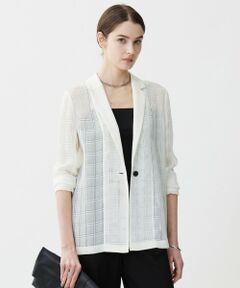 ICB / アイシービー テーラードジャケット | スクエアチェックレノクロス レースジャケット