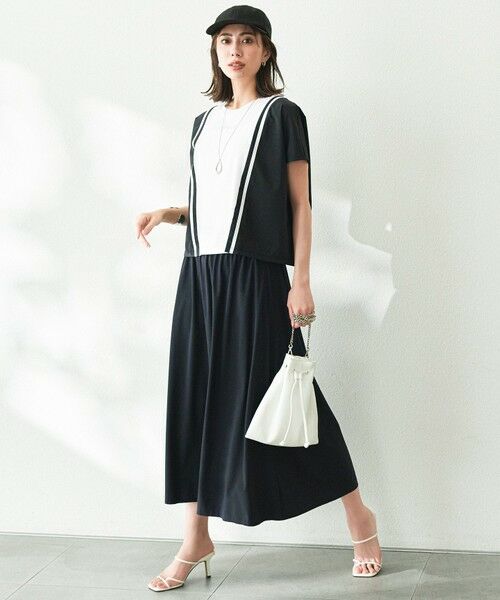 ICB / アイシービー カットソー | 【接触冷感・UVケア・洗える】シルケットスムースコンビ バイカラーカットソー | 詳細1