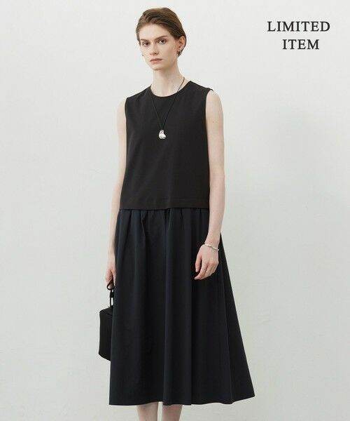 ICB/アイシービー 【WEB限定・洗える】 RENUコンビ ノースリーブワンピース ブラック×ブラック系 M ICB/アイシービー 【WEB限定・洗える】 RENUコンビ ノースリーブワンピース ブラック×ブラック系 M