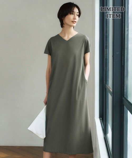 ICB/アイシービー 【WEB限定・洗える】 アトラストリコット ストレートワンピース カーキ系 M ICB/アイシービー 【WEB限定・洗える】 アトラストリコット ストレートワンピース カーキ系 M