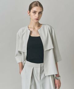 ICB / アイシービー ブルゾン | ウール2WAYストレッチ ノーカラーブルゾン