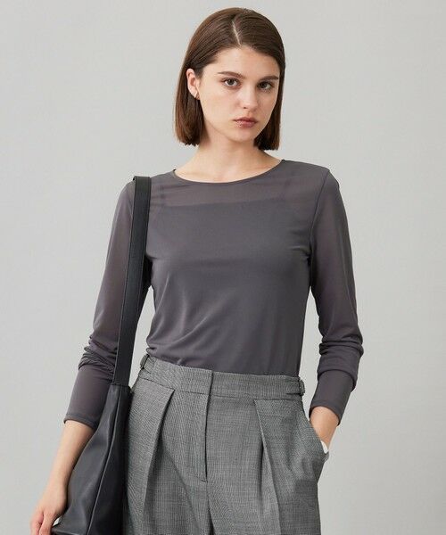 ICB / アイシービー カットソー | 【洗える】 ハイツイストシアー カットソー(チャコール系)