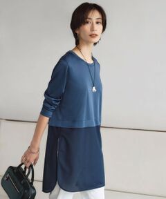 icb アイシービー　Vネック　ドロップショルダー　カットソー　長袖　ブルー　S icb アイシービー Vネック ドロップショルダー カットソー 長袖