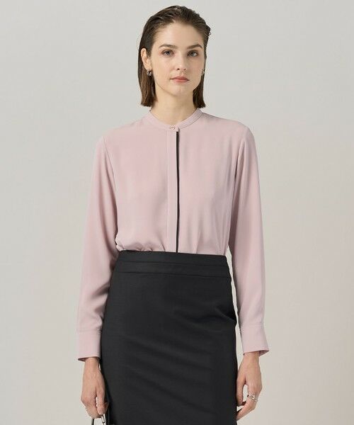 ICB/アイシービー 【新色追加・WEB限定カラーあり・接触冷感・UVケア・速乾・洗える】BackSatinAmunzen バンドカラーブラウス ヘイズピンク系 S ICB/アイシービー 【新色追加・WEB限定カラーあり・接触冷感・UVケア・速乾・洗える】BackSatinAmunzen バンドカラーブラウス ヘイズピンク系 S