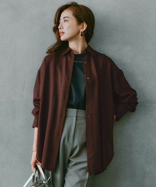 ICB/アイシービー 【洗える】 シアービエラ デザインシャツ ダークブラウン系 4 ICB/アイシービー 【洗える】 シアービエラ デザインシャツ ダークブラウン系 4