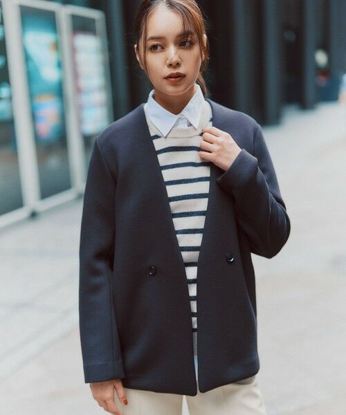 ICB / アイシービー ノーカラージャケット | 【洗える】コンパクトWフェイス ノーカラージャケット | 詳細10