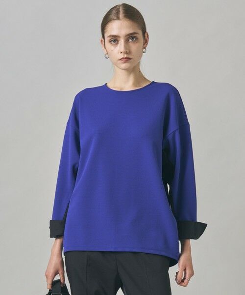 ICB/アイシービー 【洗える】ジョーゼットジャージー 異素材コンビプルオーバー ロイヤルブルー系 XS ICB/アイシービー 【洗える】ジョーゼットジャージー 異素材コンビプルオーバー ロイヤルブルー系 XS
