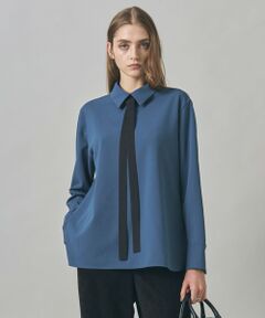 ICB / アイシービー カットソー | マラボーテＷジョーゼット ボウタイ付きシャツカラートップス