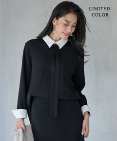 ICB / アイシービー カットソー | 【WEB限定カラーあり】マラボーテＷジョーゼット ボウタイ付きシャツカラートップス