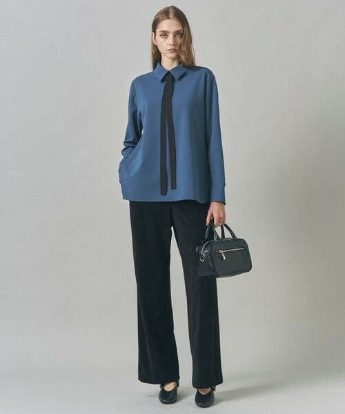 ICB / アイシービー カットソー | マラボーテWジョーゼット ボウタイ付きシャツカラートップス | 詳細8