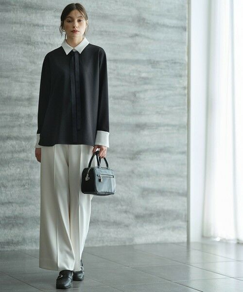 ICB / アイシービー カットソー | マラボーテWジョーゼット ボウタイ付きシャツカラートップス | 詳細21