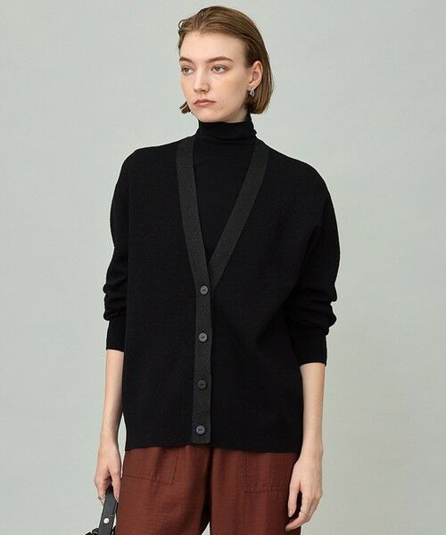 ICB/アイシービー 【洗える】 ウールテンセルミニブークレ カーディガン ブラック系 S ICB/アイシービー 【洗える】 ウールテンセルミニブークレ カーディガン ブラック系 S