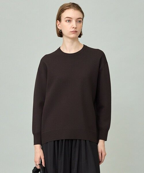 ICB/アイシービー 【洗える】 シンセティックダブルフェイス ニットプルオーバー ダークブラウン系 S ICB/アイシービー 【洗える】 シンセティックダブルフェイス ニットプルオーバー ダークブラウン系 S