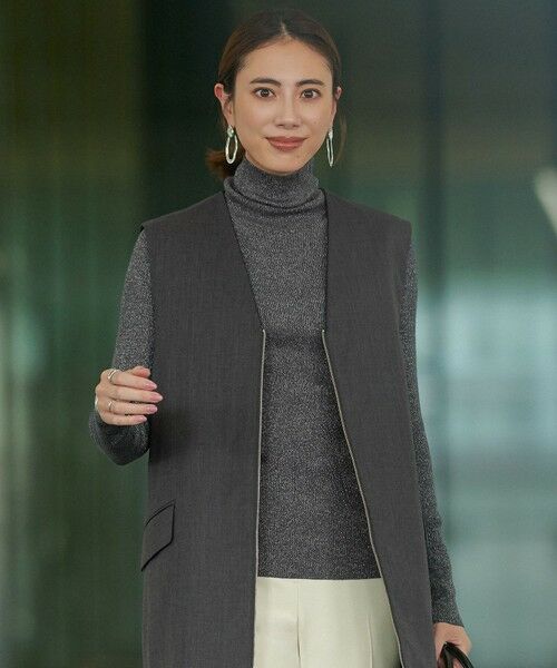 ICB/アイシービー 【新色追加・洗える】エクストラファインメリノリブ タートルネックプルオーバー グレーラメ系 M ICB/アイシービー 【新色追加・洗える】エクストラファインメリノリブ タートルネックプルオーバー グレーラメ系 M