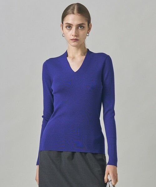 ICB/アイシービー 【新色追加・洗える】 エクストラファインメリノリブ Vネックプルオーバー ロイヤルブルー系 M ICB/アイシービー 【新色追加・洗える】 エクストラファインメリノリブ Vネックプルオーバー ロイヤルブルー系 M