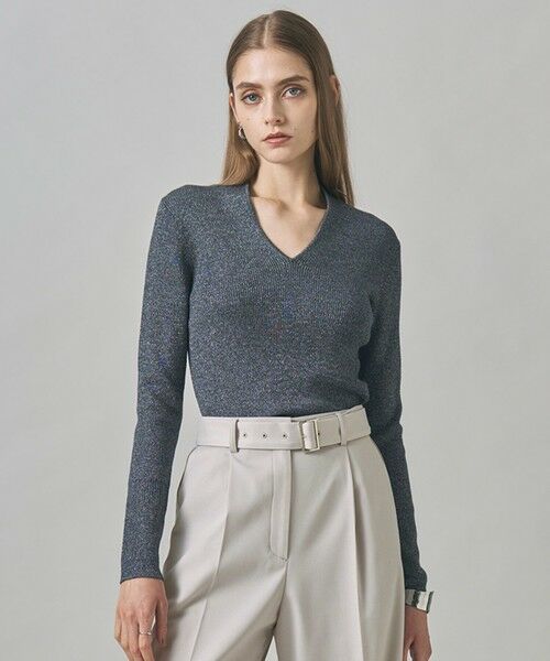 ICB/アイシービー 【新色追加・洗える】 エクストラファインメリノリブ Vネックプルオーバー グレーラメ系 S ICB/アイシービー 【新色追加・洗える】 エクストラファインメリノリブ Vネックプルオーバー グレーラメ系 S