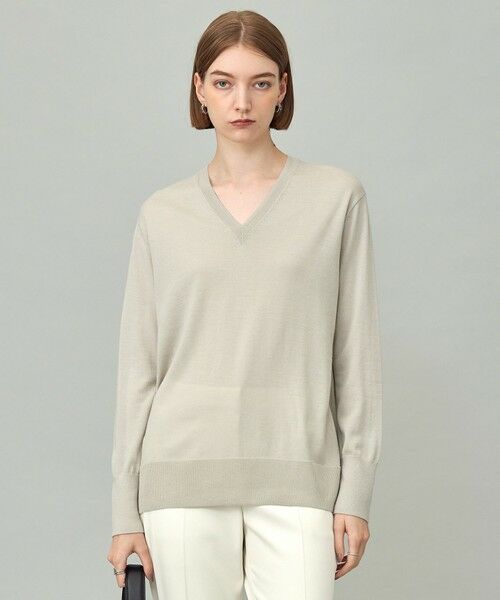 ICB/アイシービー 【洗える】コンパクトファインウール Vネックニット トープ系 XS ICB/アイシービー 【洗える】コンパクトファインウール Vネックニット トープ系 XS