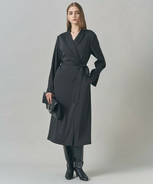 ICB / アイシービー ロング・マキシ丈ワンピース | 【洗える】ストレッチダブルサテン テーラーカラー ラップワンピース | 詳細12